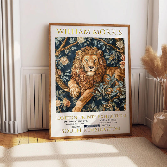 William Morris Lion Print: Vintage Floral Art Poster