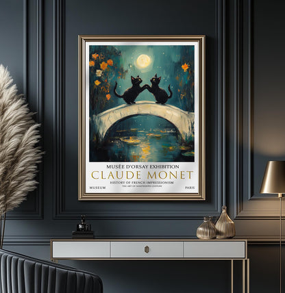 Claude Monet Exhibition Poster: Black Cats on Bridge Print