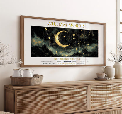 William Morris Moon & Stars Print: Vintage Panoramic Wall Art