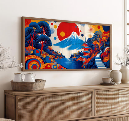 Japanese Mount Fuji Panoramic Print – Abstract Wall Art – Japanese Landscape
