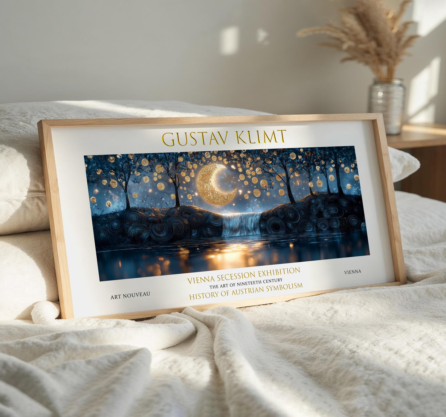 Gustav Klimt Night Waterfall Print: Art Nouveau Vintage Poster