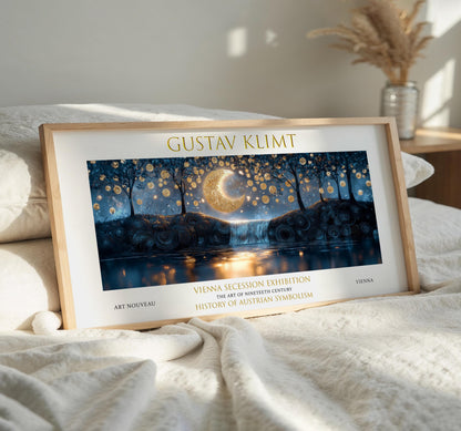 Gustav Klimt Night Waterfall Print: Art Nouveau Vintage Poster