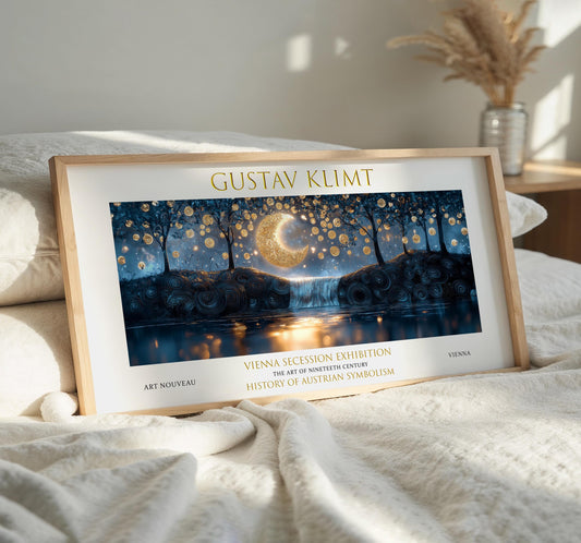 Gustav Klimt Night Waterfall Print: Art Nouveau Vintage Poster