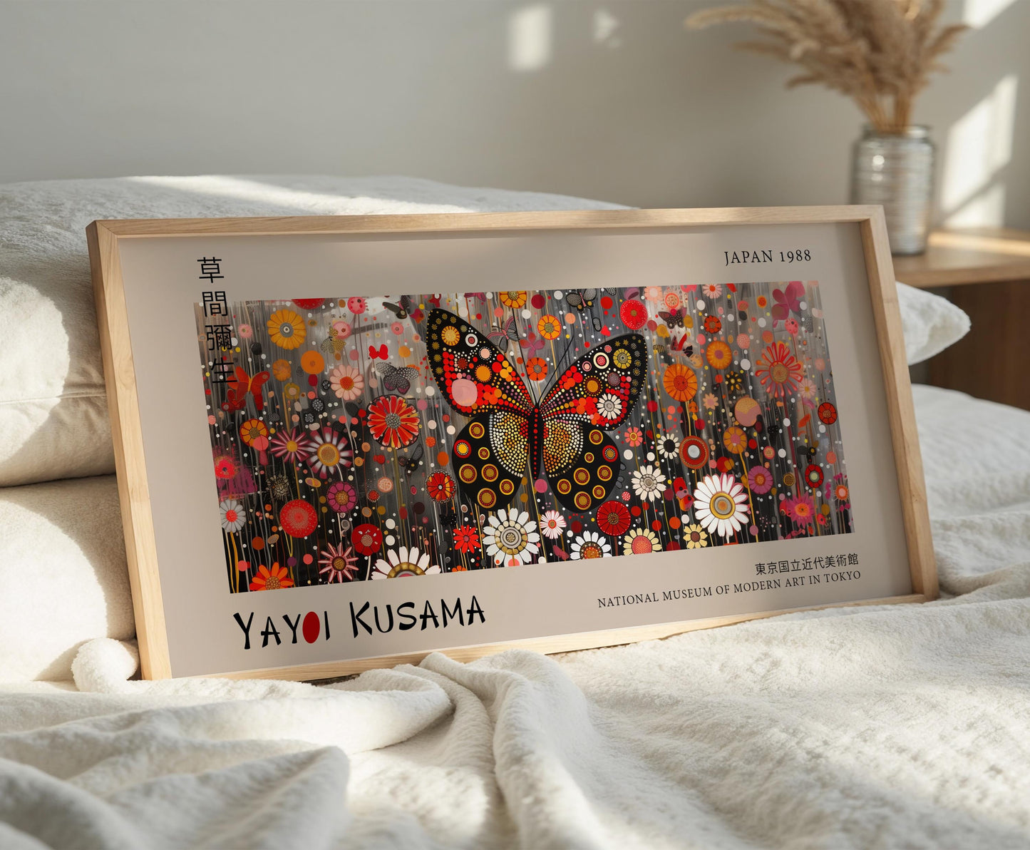 Yayoi Kusama Butterfly Print: Japanese Floral Modern Art