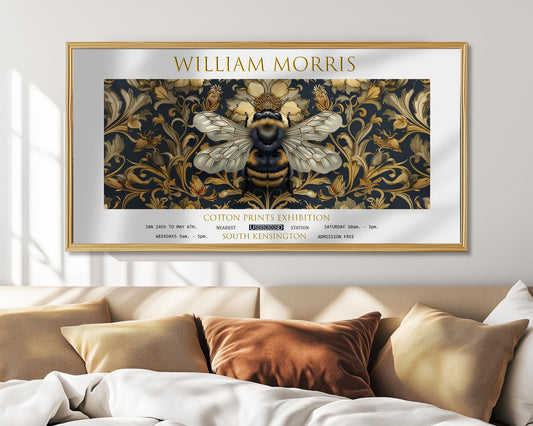 William Morris Gold Bee Print: Vintage Panoramic Textiles Art