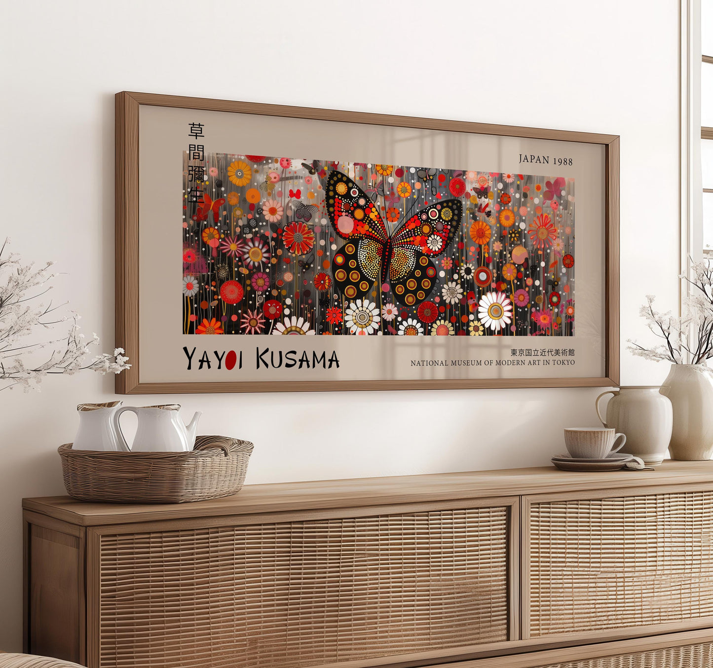 Yayoi Kusama Butterfly Print: Japanese Floral Modern Art
