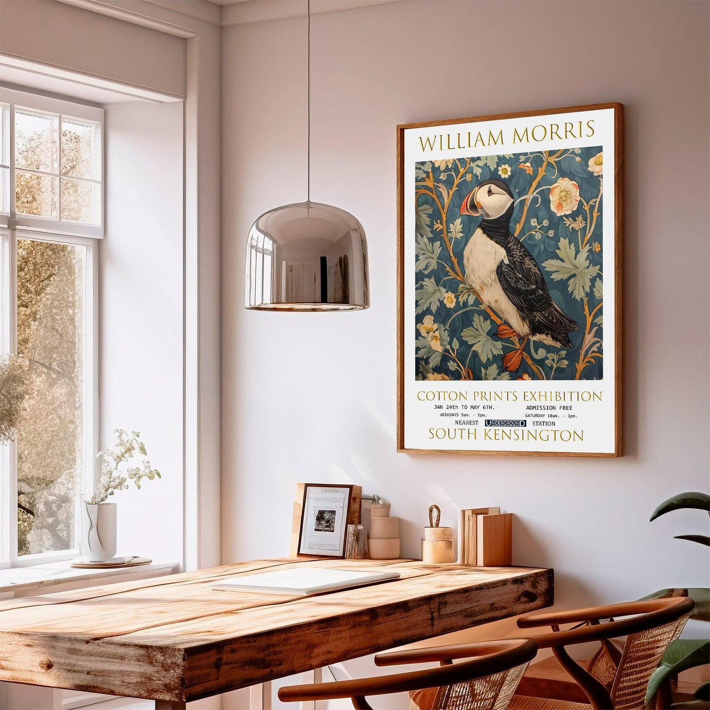 William Morris Puffin Print: Vintage Floral Exhibition Poster