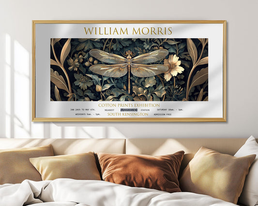 Dragonfly Print, William Morris Panoramic Vintage Floral Wall Art, Unframed