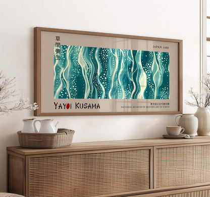 Yayoi Kusama Panoramic Print – Oceanic Dreamscape Polka Dots – Japanese Wall Art