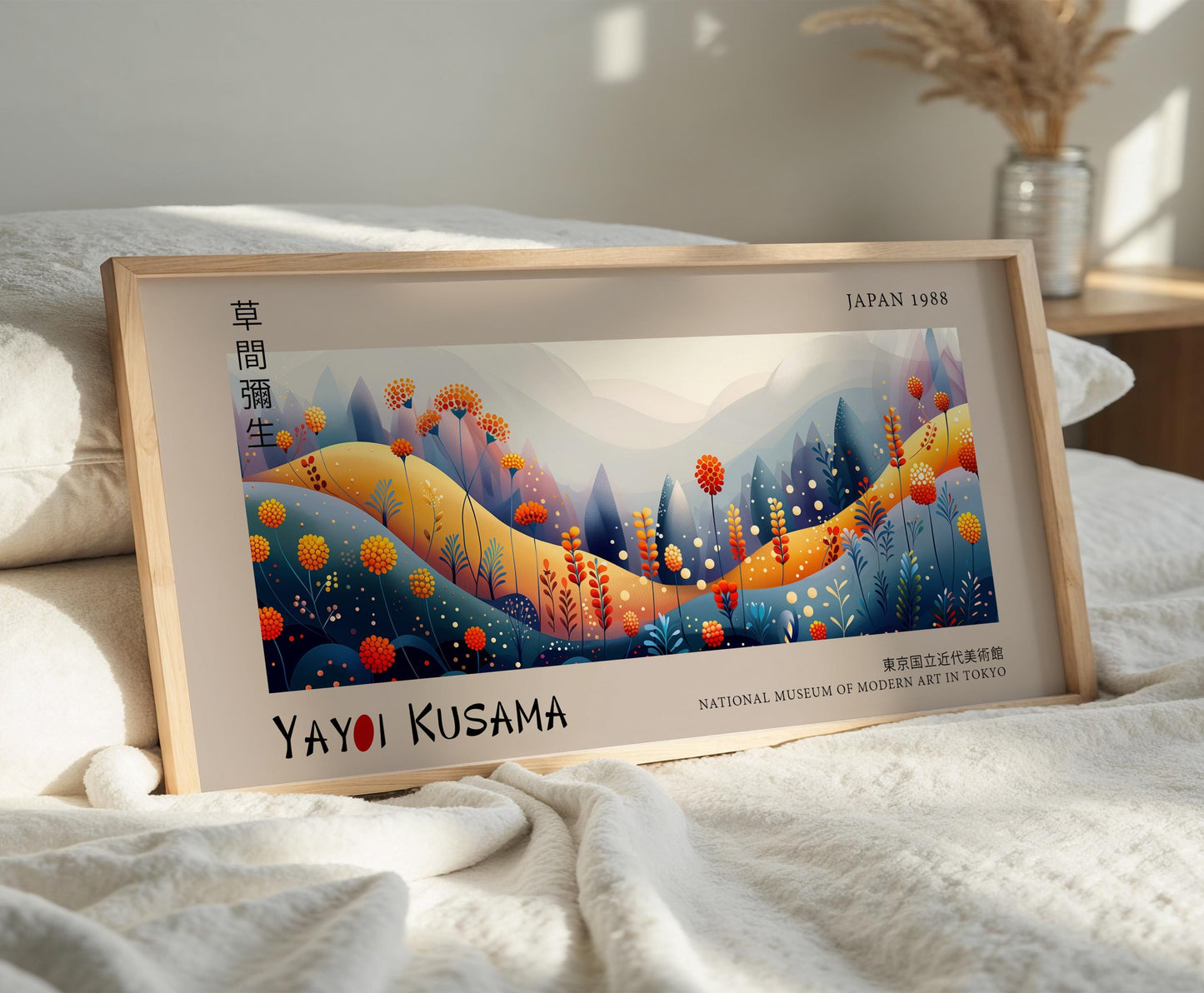 Yayoi Kusama Inspired Japanese Wildflowers Print: Abstract Floral Art