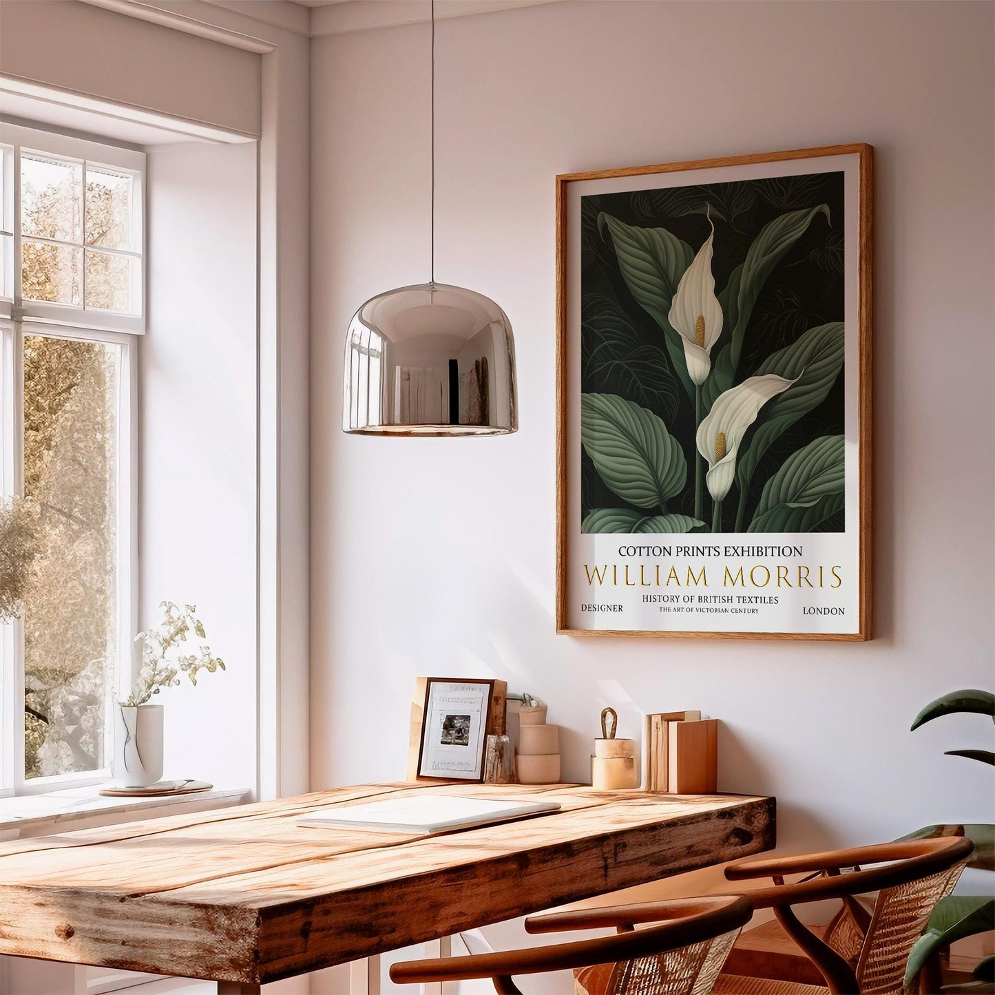 William Morris Print – Vintage Peace Lily Botanical Art on Premium Matte Paper