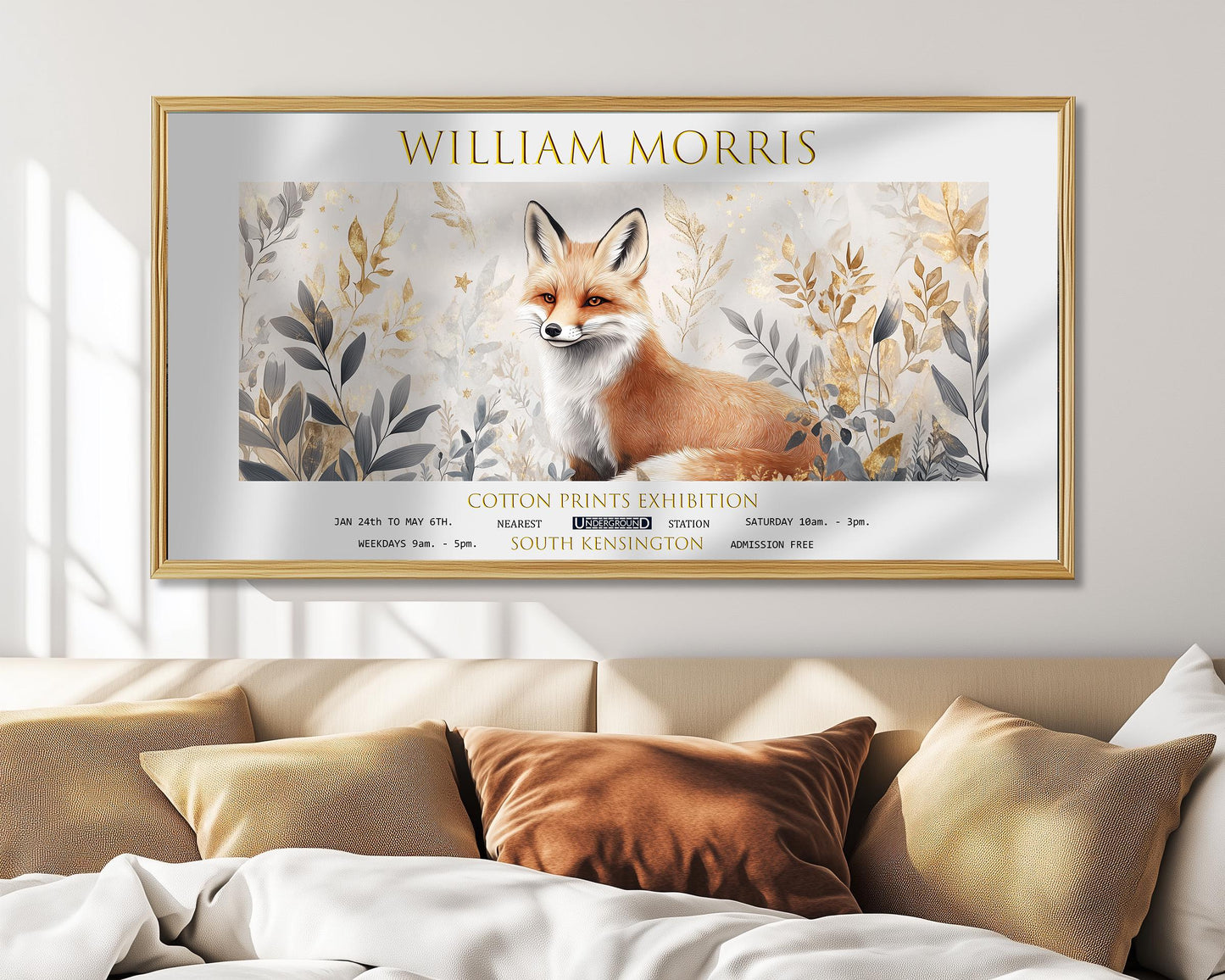 William Morris Fox Art Print: Vintage Botanical Panoramic Wall Art