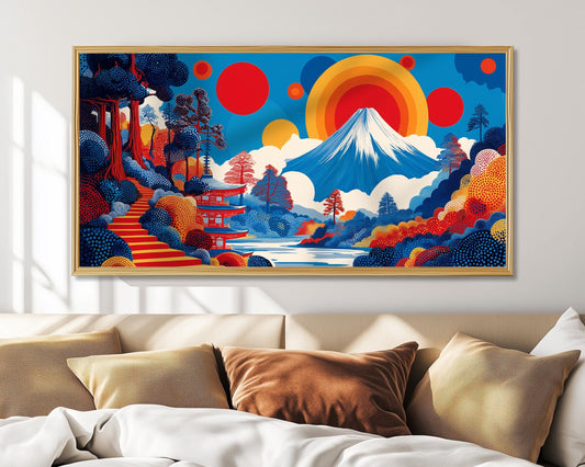 Japanese Mount Fuji Panoramic Print – Abstract Wall Art – Japanese Landscape