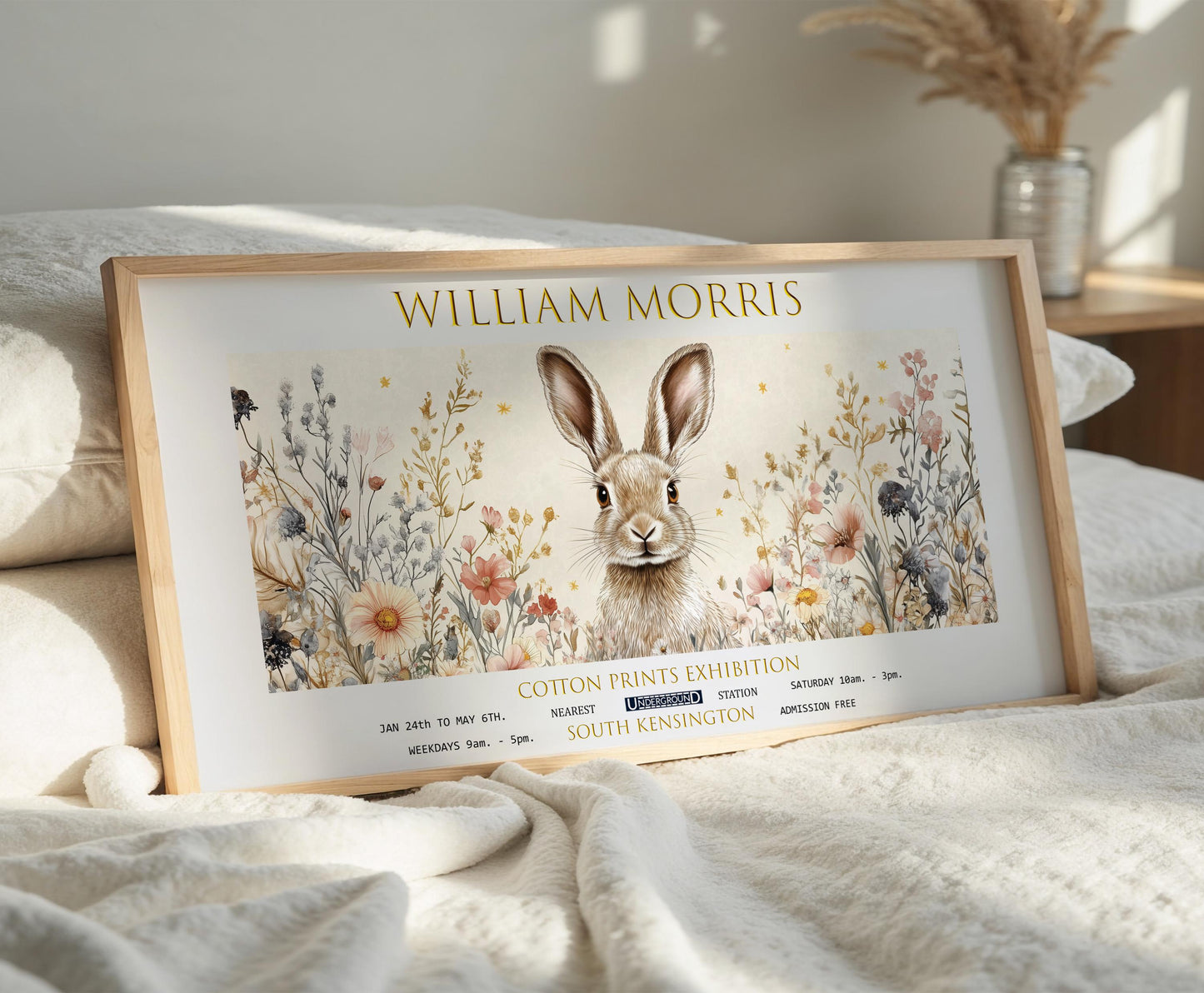 William Morris Hare Print: Vintage Botanical Panoramic Wall Art