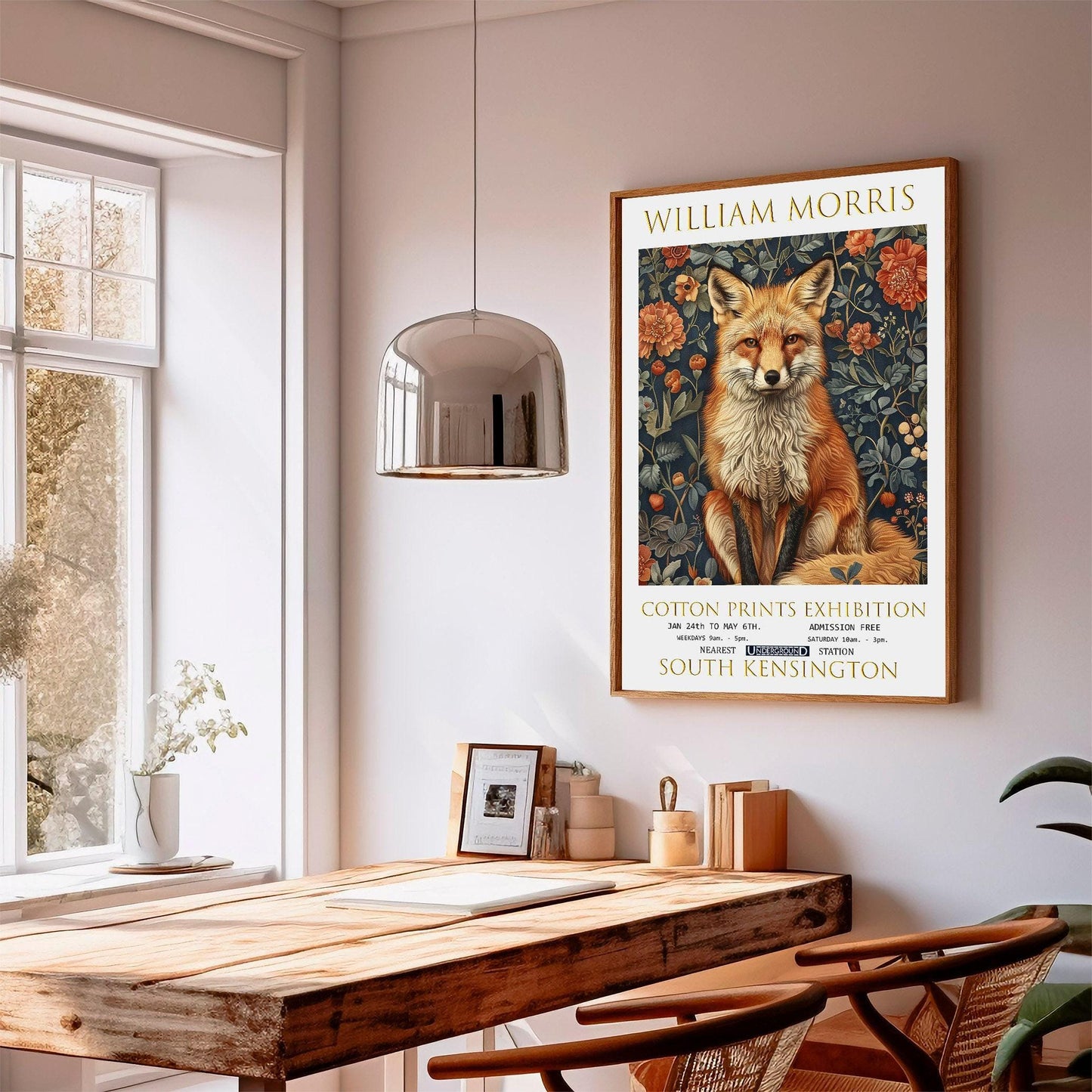 Vintage William Morris Poster – Fox Wall Art | Red Bedroom Art on Premium Paper