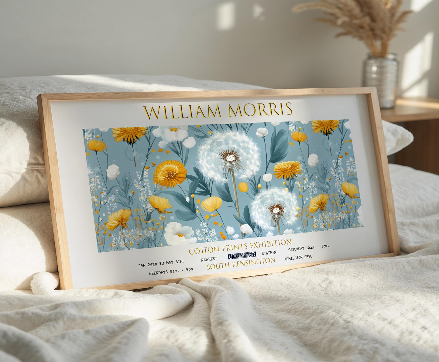 Print: William Morris Dandelion, Panoramic Botanical Wall Art