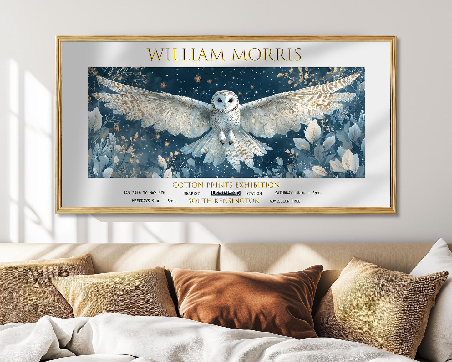 William Morris Owl Print: Vintage Exhibition Poster, Textiles Art