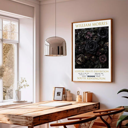 William Morris Black Roses Print: Vintage Floral Wall Art