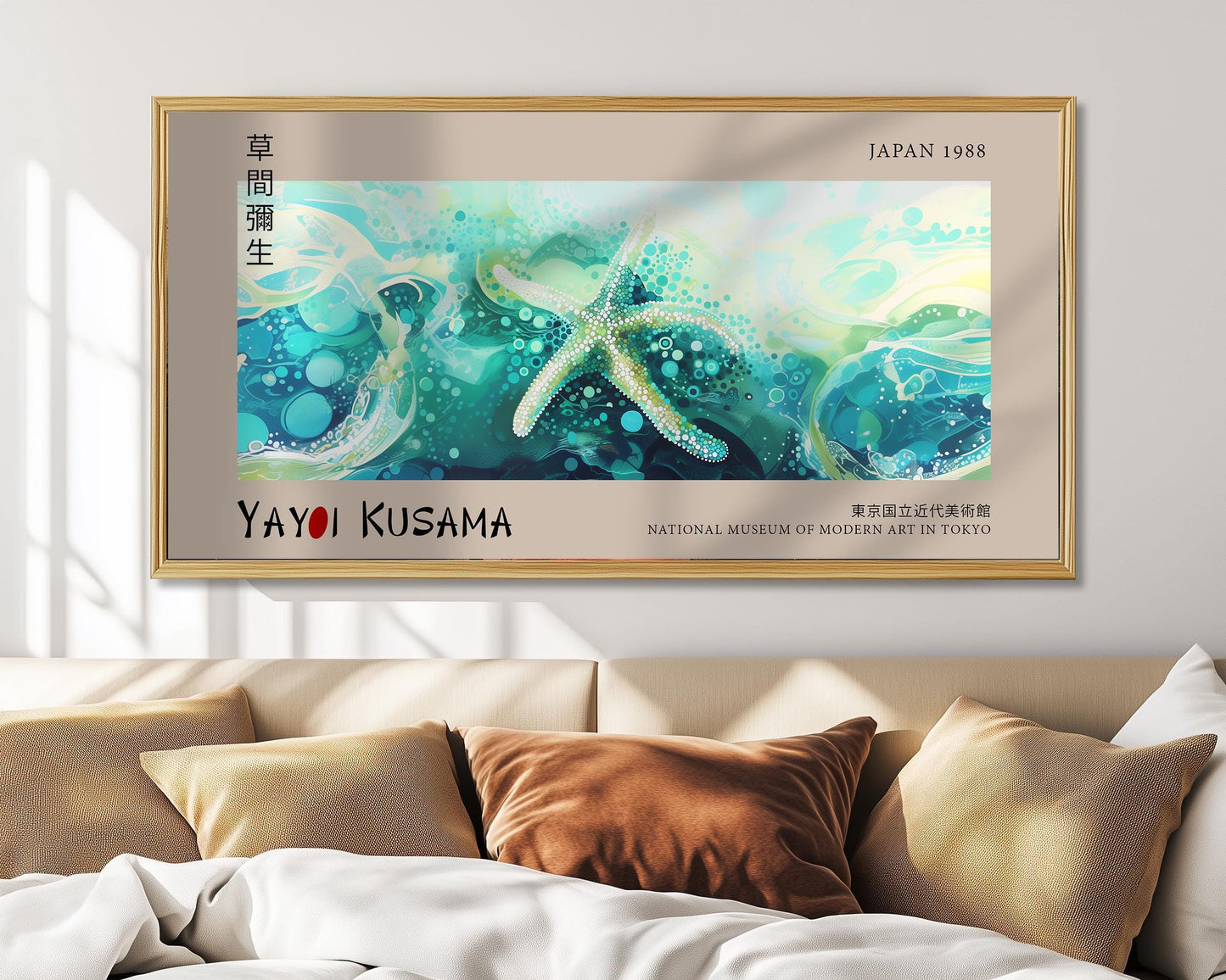 Yayoi Kusama Starfish Print: Japanese Coastal Art, Museum Quality
