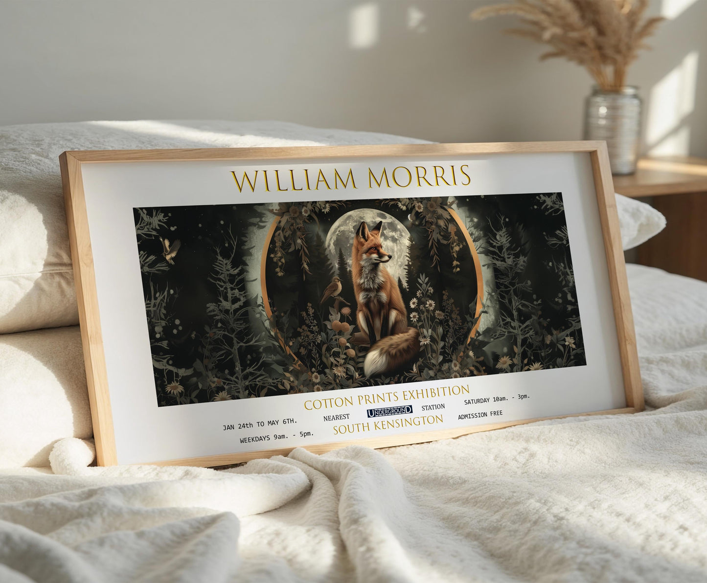 William Morris Fox Print: Vintage Botanical Art, Moonlit Forest
