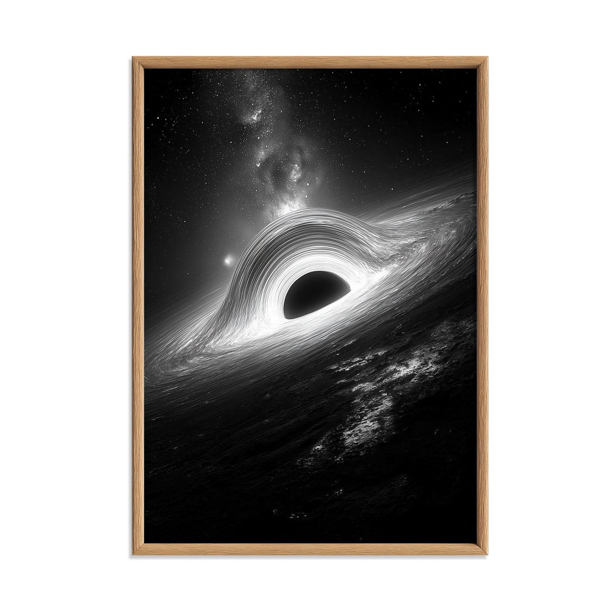 Black Hole Wall Art Print, Monochrome Space Poster, Galaxy Astronomy Decor