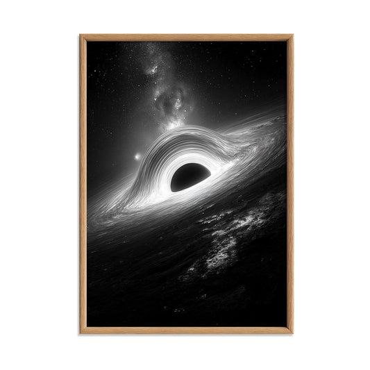 Black Hole Wall Art Print, Monochrome Space Poster, Galaxy Astronomy Decor