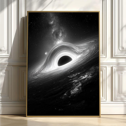 Black Hole Wall Art Print, Monochrome Space Poster, Galaxy Astronomy Decor