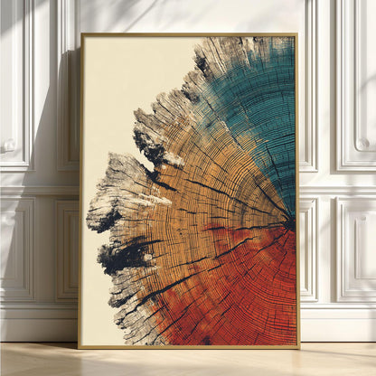 Tree Ring Wall Art Print, Abstract Wood Slice Poster, Rustic Nature Home Decor