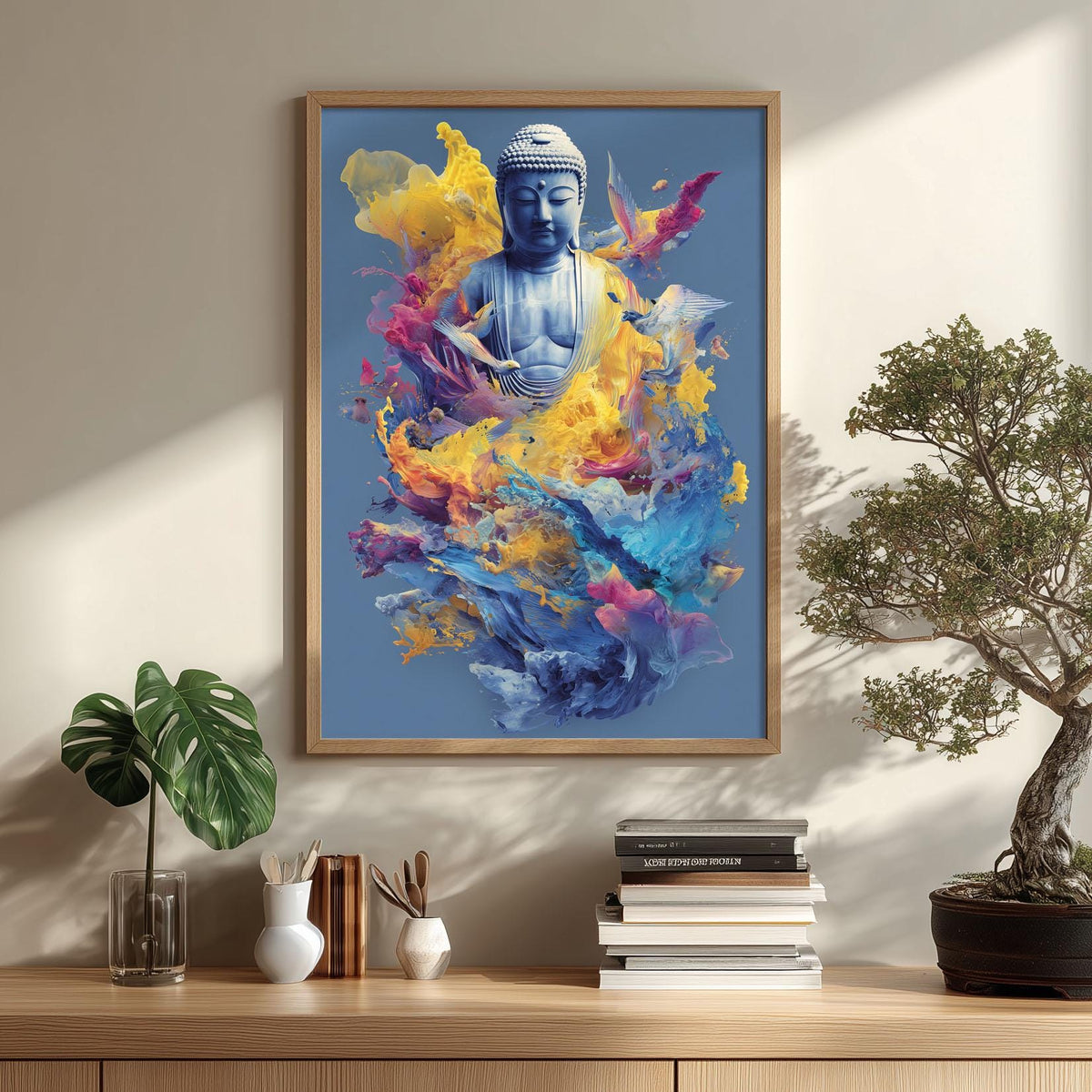 Colourful Buddha Wall Art Print, Meditation Poster, Zen Spiritual Decor, Yoga Room