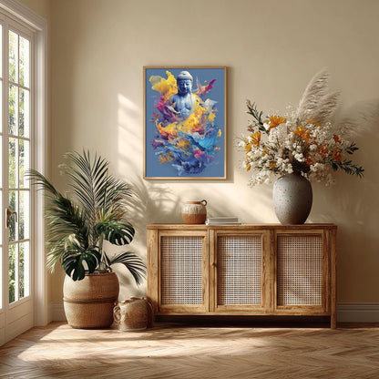 Colourful Buddha Wall Art Print, Meditation Poster, Zen Spiritual Decor, Yoga Room