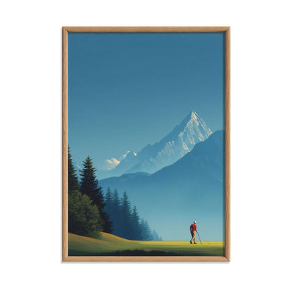 Golf Course Poster | Mountain Landscape Art Print, Golfer Wall Art, Sports Decor