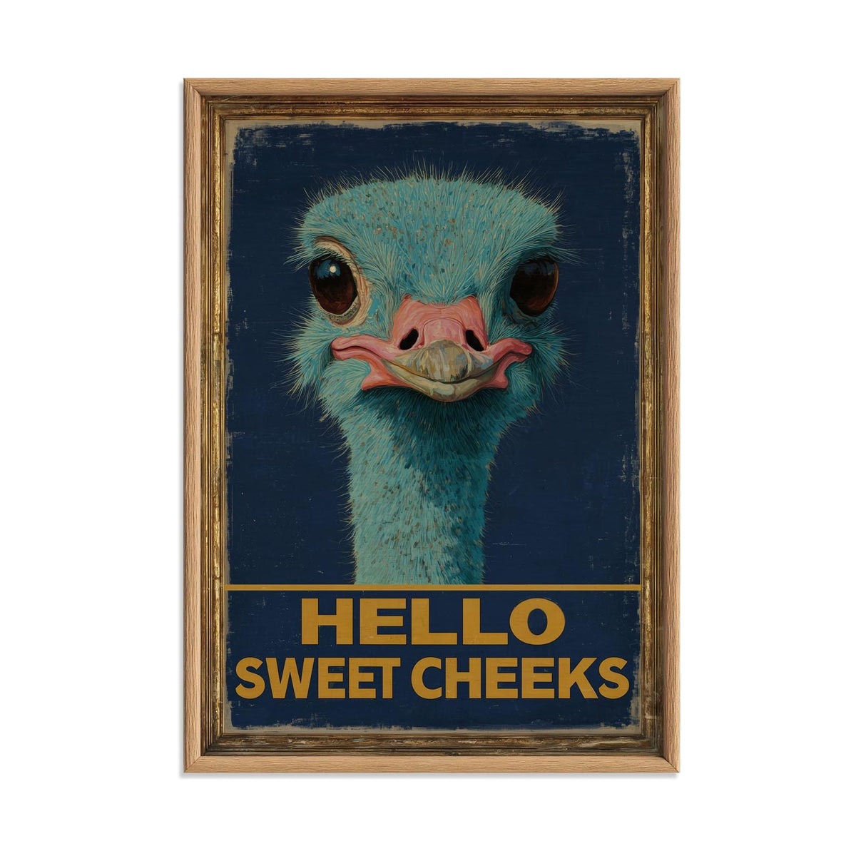 Funny Ostrich Poster, Hello Sweet Cheeks Art Print, Quirky Animal Wall Art, Bathroom Decor