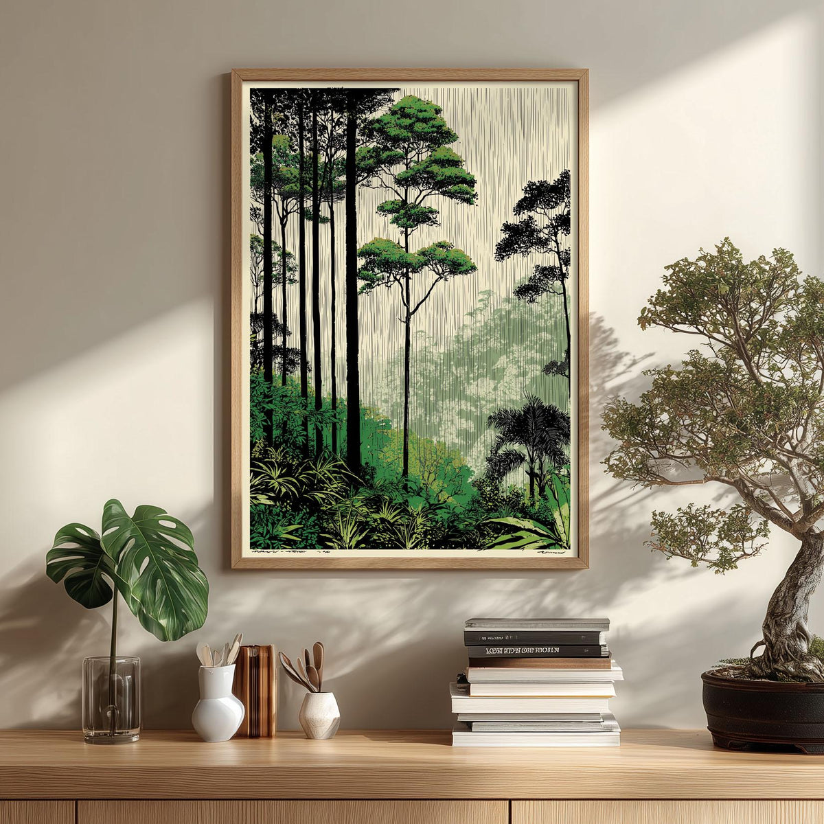 Amazon Rainforest Poster, Tropical Jungle Art Print, Green Forest Wall Art, Nature Decor