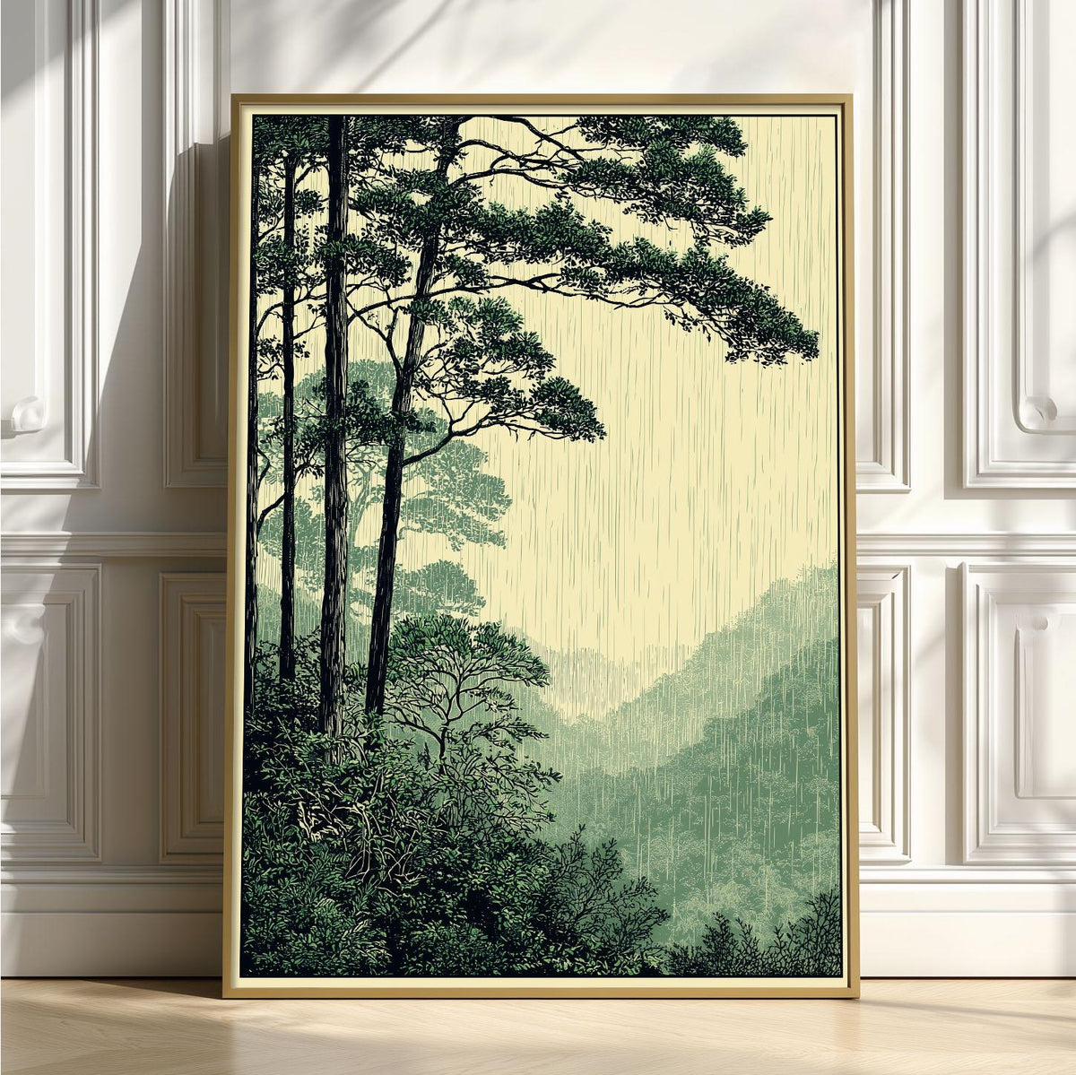 Rainforest Poster, Tropical Jungle Art Print, Green Forest Wall Art, Botanical Nature Decor