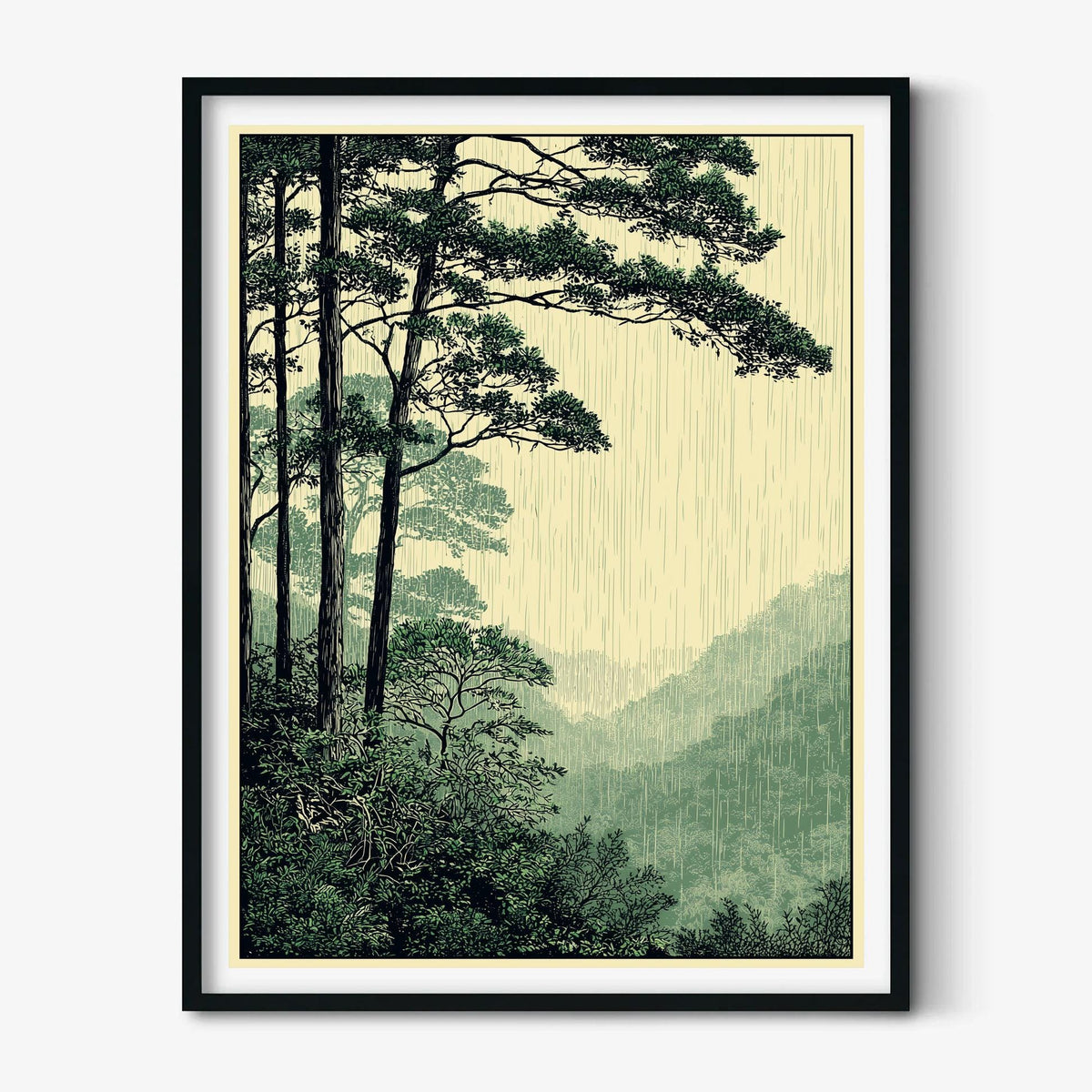Rainforest Poster, Tropical Jungle Art Print, Green Forest Wall Art, Botanical Nature Decor