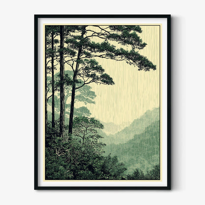 Rainforest Poster, Tropical Jungle Art Print, Green Forest Wall Art, Botanical Nature Decor