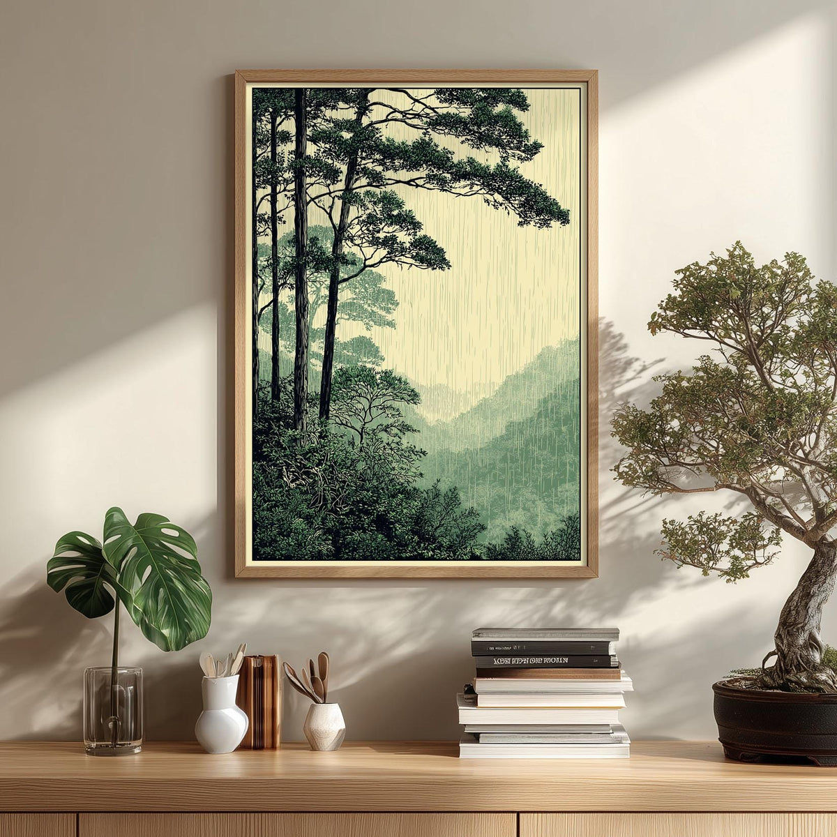 Rainforest Poster, Tropical Jungle Art Print, Green Forest Wall Art, Botanical Nature Decor