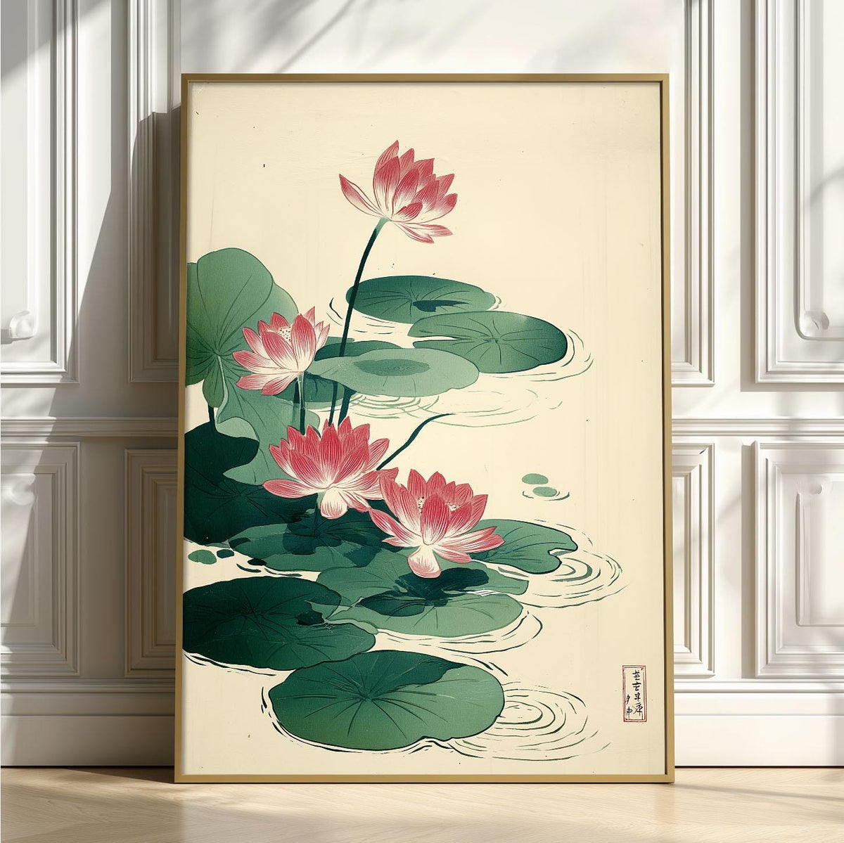 Pink Lotus Wall Art | Japanese Botanical Poster | Floral Art Print | Zen Decor