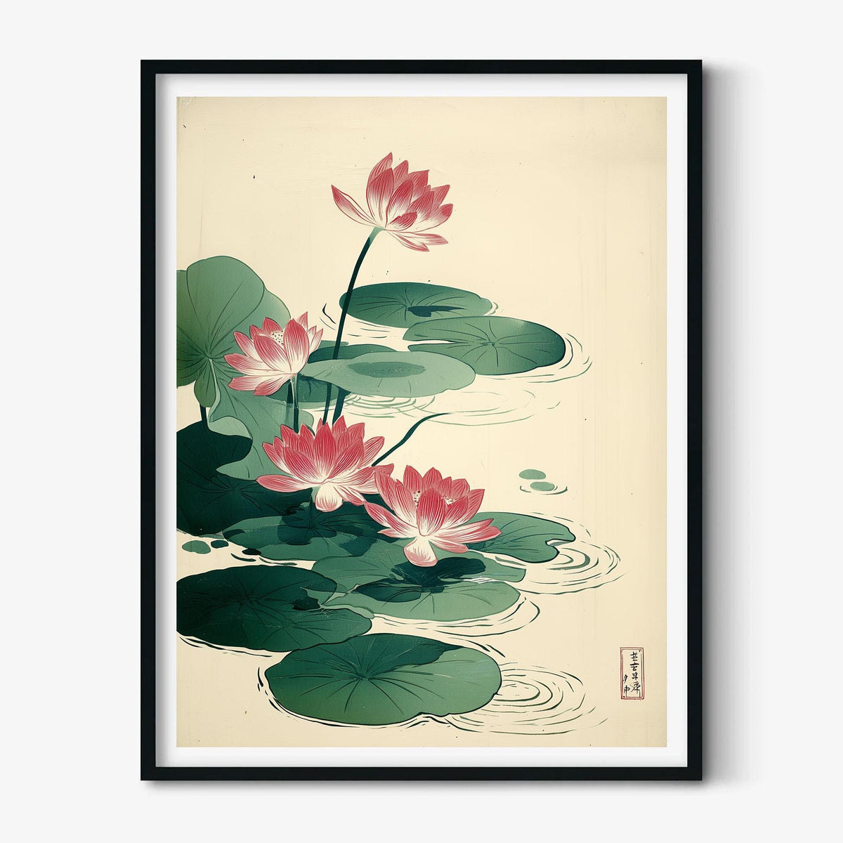 Pink Lotus Wall Art | Japanese Botanical Poster | Floral Art Print | Zen Decor