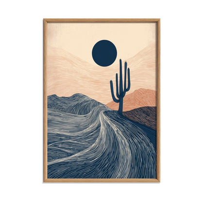 Desert Cactus Poster, Minimalist Landscape Art Print, Southwestern Wall Art, Boho Decor
