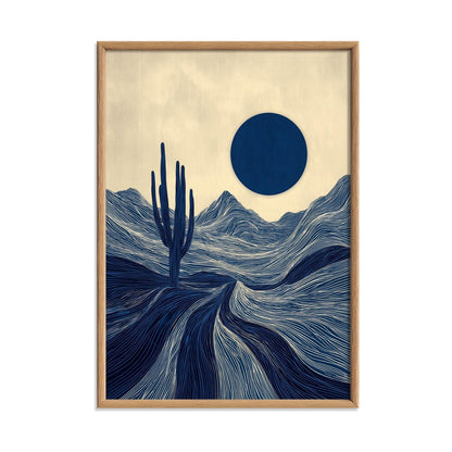 Desert Cactus Poster, Minimalist Landscape Art Print, Southwestern Wall Art, Boho Decor