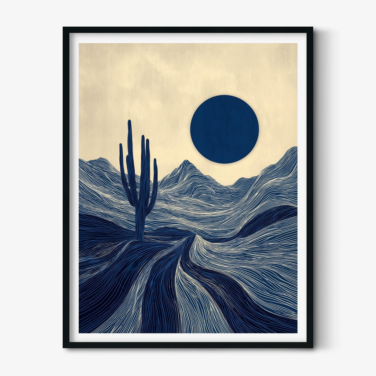 Desert Cactus Poster, Minimalist Landscape Art Print, Southwestern Wall Art, Boho Decor