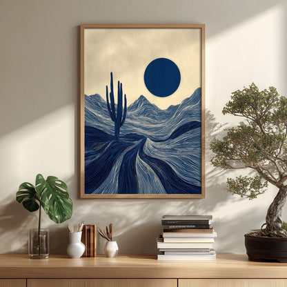 Desert Cactus Poster, Minimalist Landscape Art Print, Southwestern Wall Art, Boho Decor