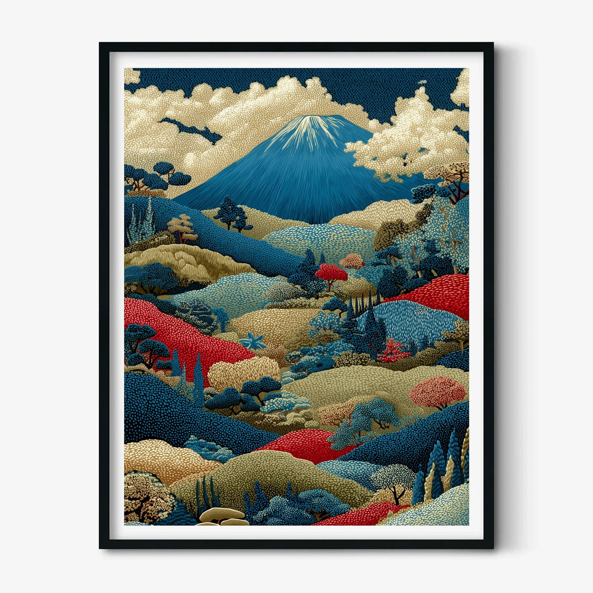 Colourful Mount Fuji Poster | Japanese Landscape Art Print, Mountain Wall Art Print | Japandi Decor