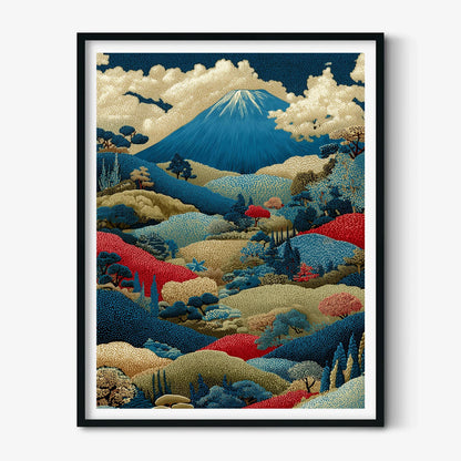 Colourful Mount Fuji Poster | Japanese Landscape Art Print, Mountain Wall Art Print | Japandi Decor