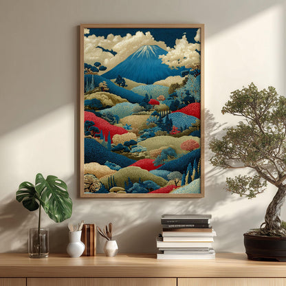 Colourful Mount Fuji Poster | Japanese Landscape Art Print, Mountain Wall Art Print | Japandi Decor