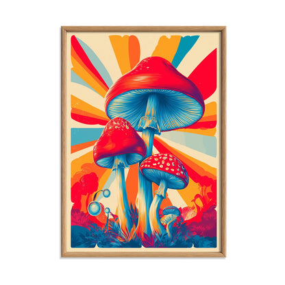 Mushroom Print – Psychedelic Retro Fungi Poster | Colourful Wall Art