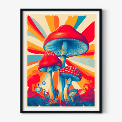 Mushroom Print – Psychedelic Retro Fungi Poster | Colourful Wall Art