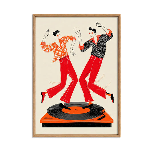 Retro Dance Poster | Vinyl Record Art Print, Music Wall Art | 70s Disco Decor