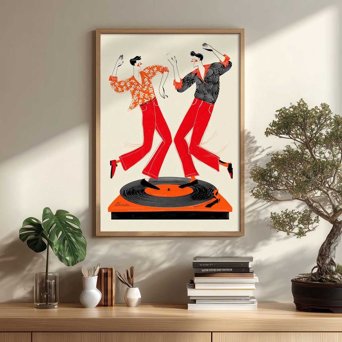 Retro Dance Poster | Vinyl Record Art Print, Music Wall Art | 70s Disco Decor